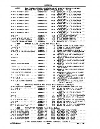 1976-1981 Cadillac Chassis & Body Parts and Illustrations Catalog