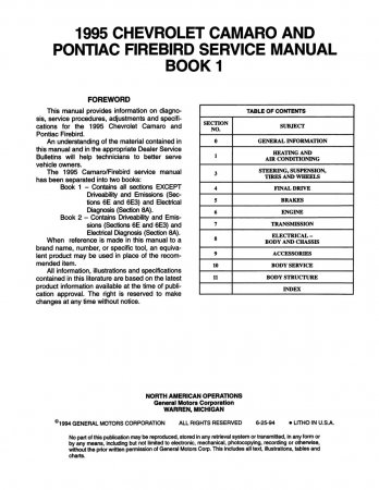 1995 Camaro Firebird Service Manual