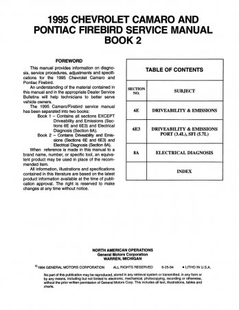 1995 Camaro Firebird Service Manual