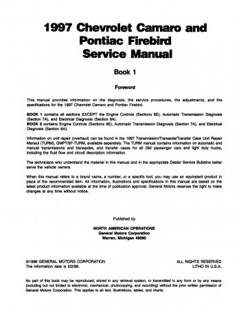 1997 Camaro Firebird Service Manual
