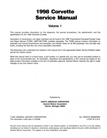 1998 Corvette Service Manual