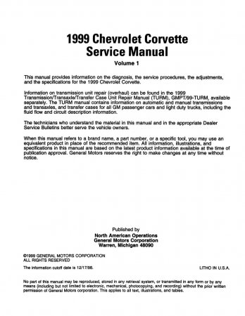 1999 Corvette Service Manual