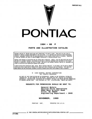1984-1988 Pontiac P Parts and Illustration Catalog