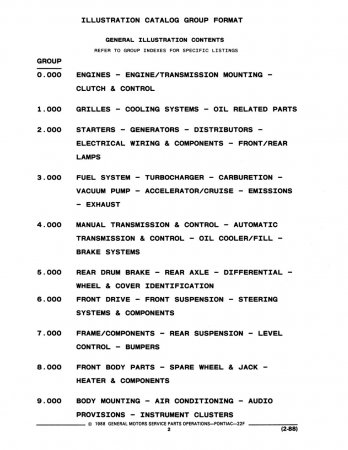 1982-1988 Pontiac F Parts and Illustration Catalog