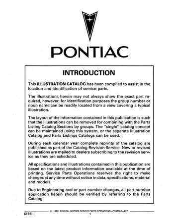 1982-1988 Pontiac F Parts and Illustration Catalog