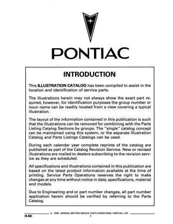 1989 Pontiac Firebird Parts and Illustration Catalog