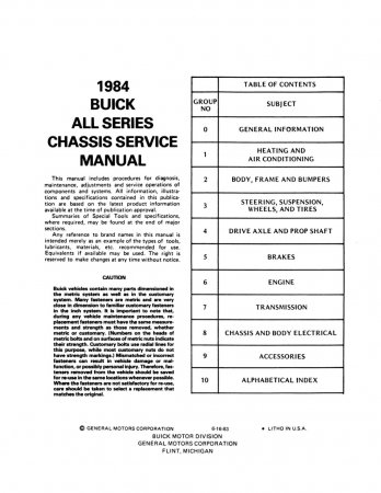 1984 Buick Chassis Service Manual