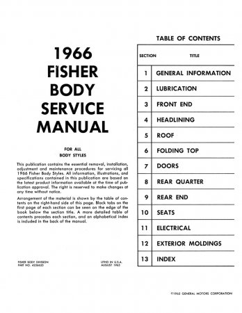 1966 Fisher Body Service Manual