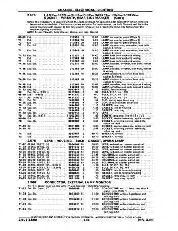 1968-1975 Cadillac Parts Catalog & Illustrations Catalog
