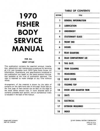 1970 Fisher Body Service Manual