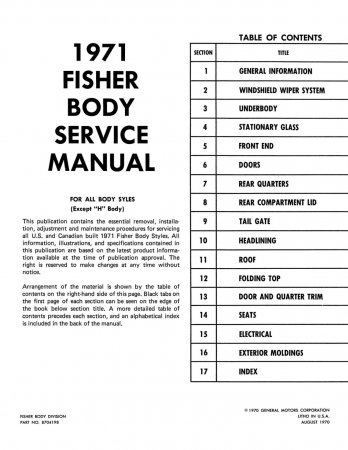 1971 Fisher Body Service Manual