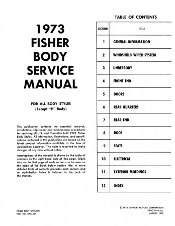1973 Fisher Body Service Manual