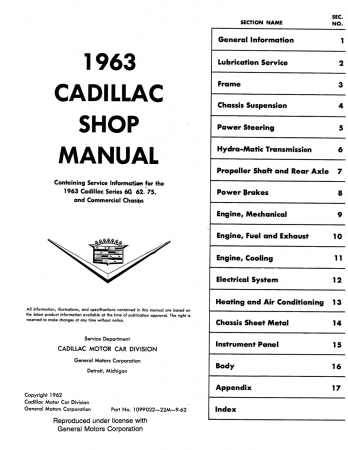 Servicemanual Cadillac 1963